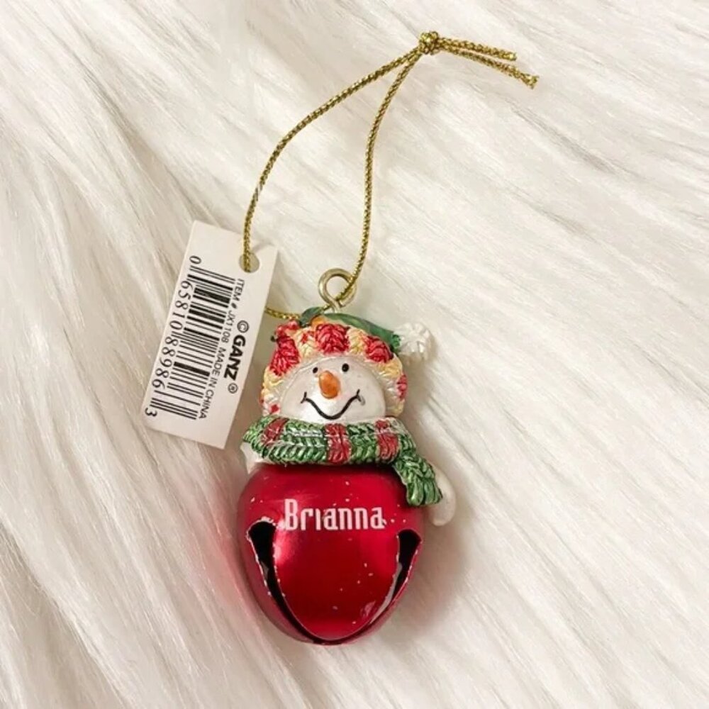 GANZ NWT Jingle Bell Snowman Christmas Ornament (Name options)
